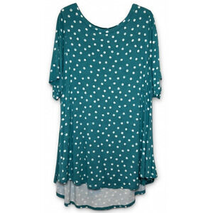 Lane Bryant Max Swing Perfect Sleeve Boatneck Tee Hi Low Teal Plus Size 30/32